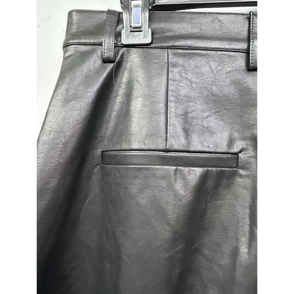 Bardot Marlowe Vegan Leather Wide Leg Pants Womens 10 Black Pockets Revolve - Picture 7 of 10
